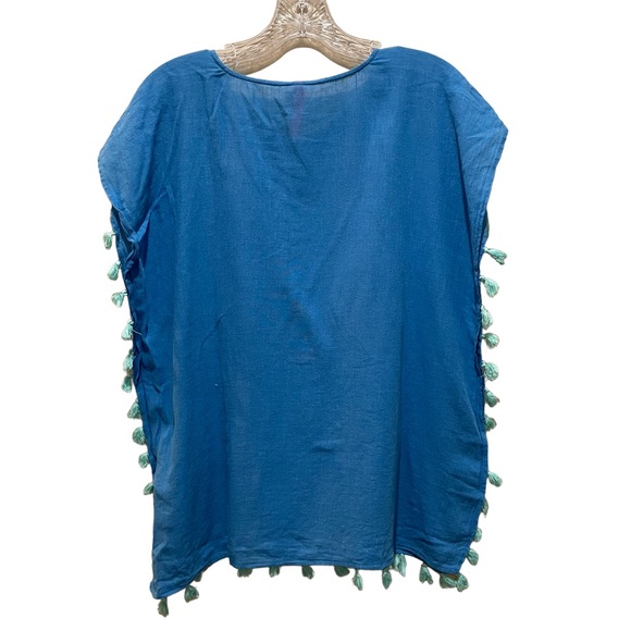 Seafolly Beach Swim Coverup Tassel Dress Blue Girls Size Medium Large - Picture 4 of 6